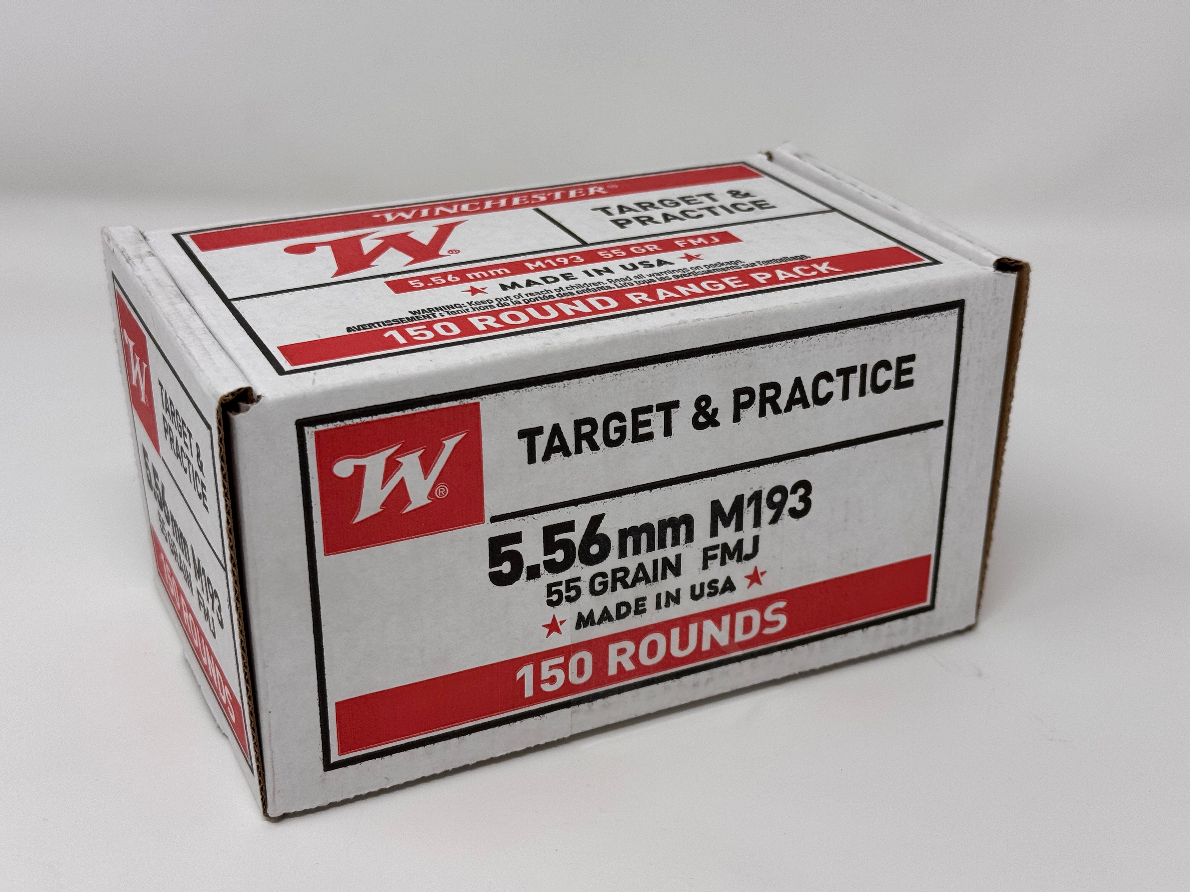 5.56x45 - 55 Grain FMJ - M193 - Winchester USA - 150 Rounds