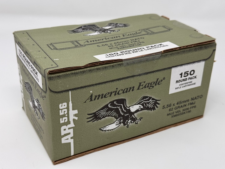 American Eagle XM855 5.56x45mm NATO Ammo 62 Grain Penetrator Full Meta American Eagle XM855 5.56x45mm NATO Ammo 62 Grain Penetrator Full Meta