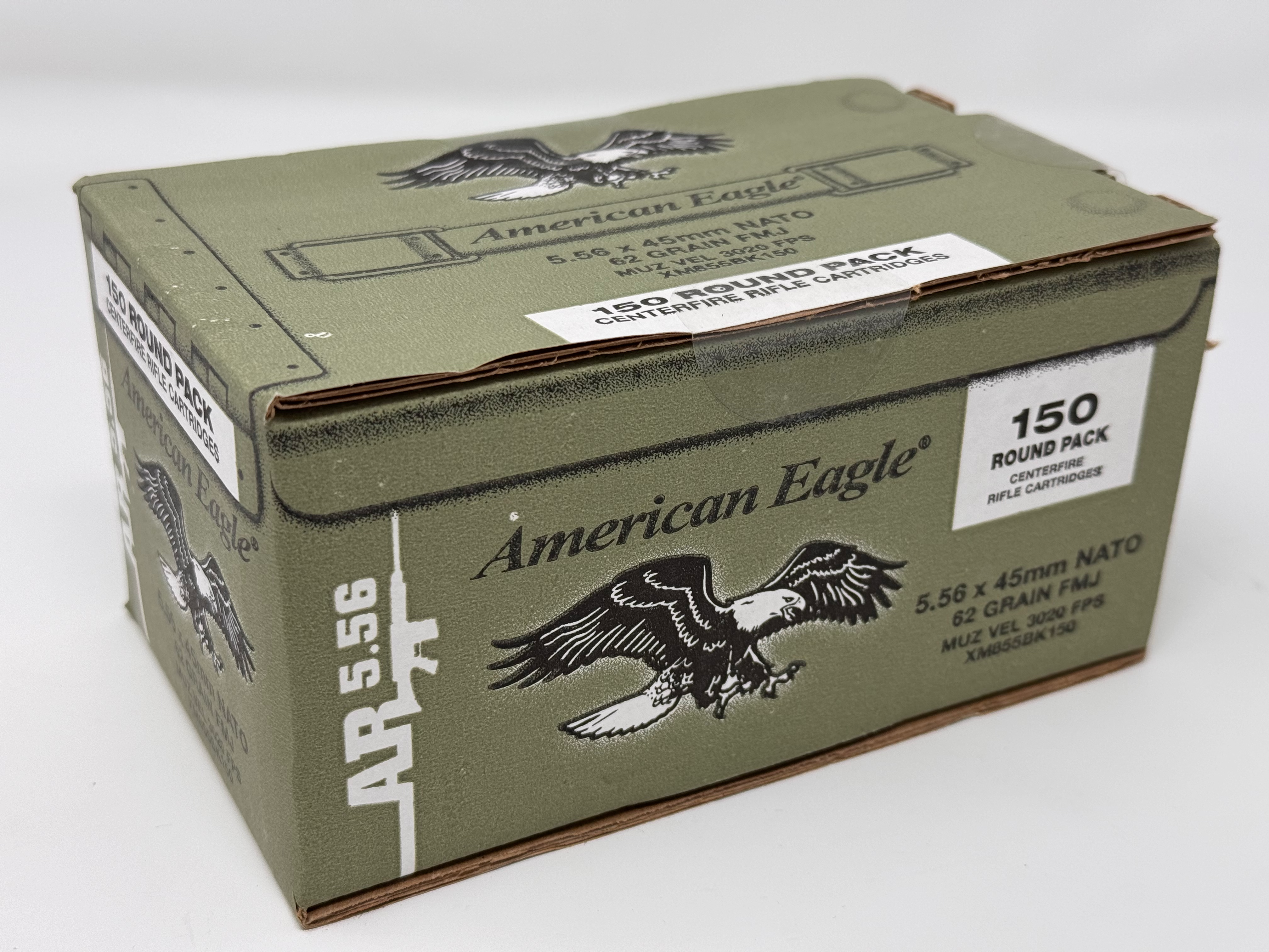 American Eagle XM855 5.56x45mm NATO Ammo 62 Grain Penetrator Full Metal Jacket